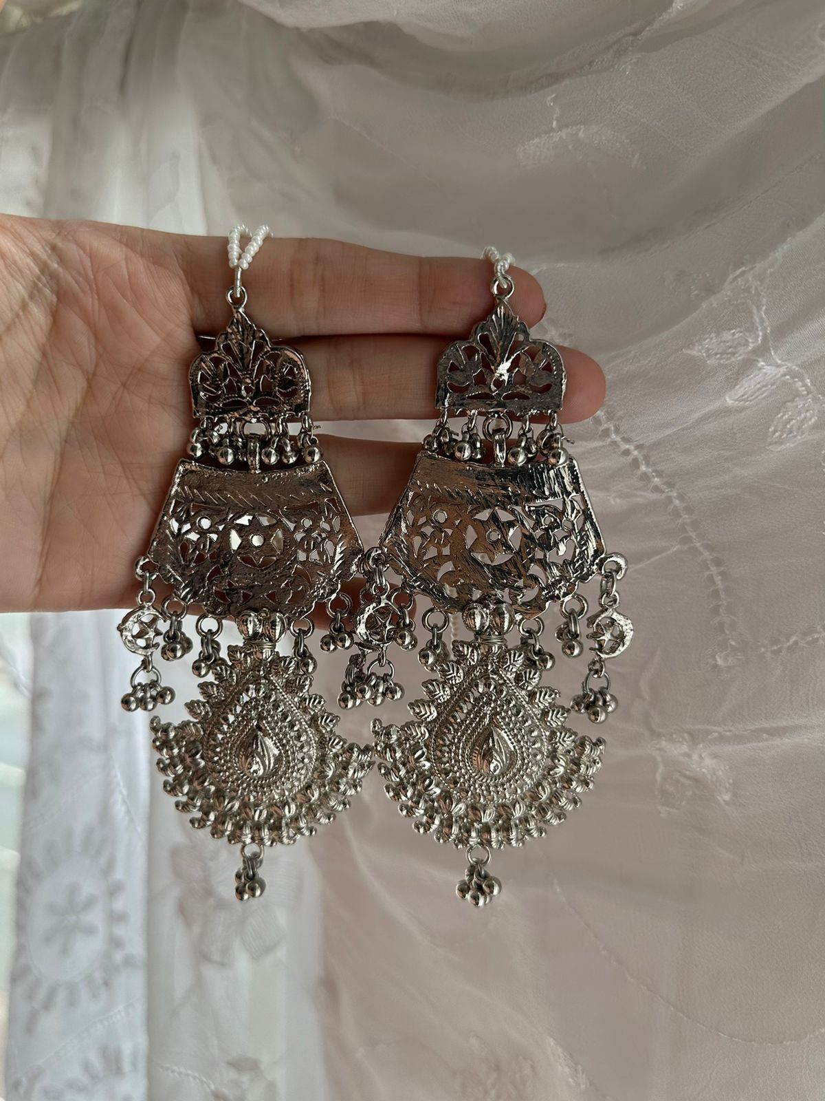 Silver Plated Chandtara Jhumke
